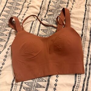 lululemon athletica longline bra in rust brown